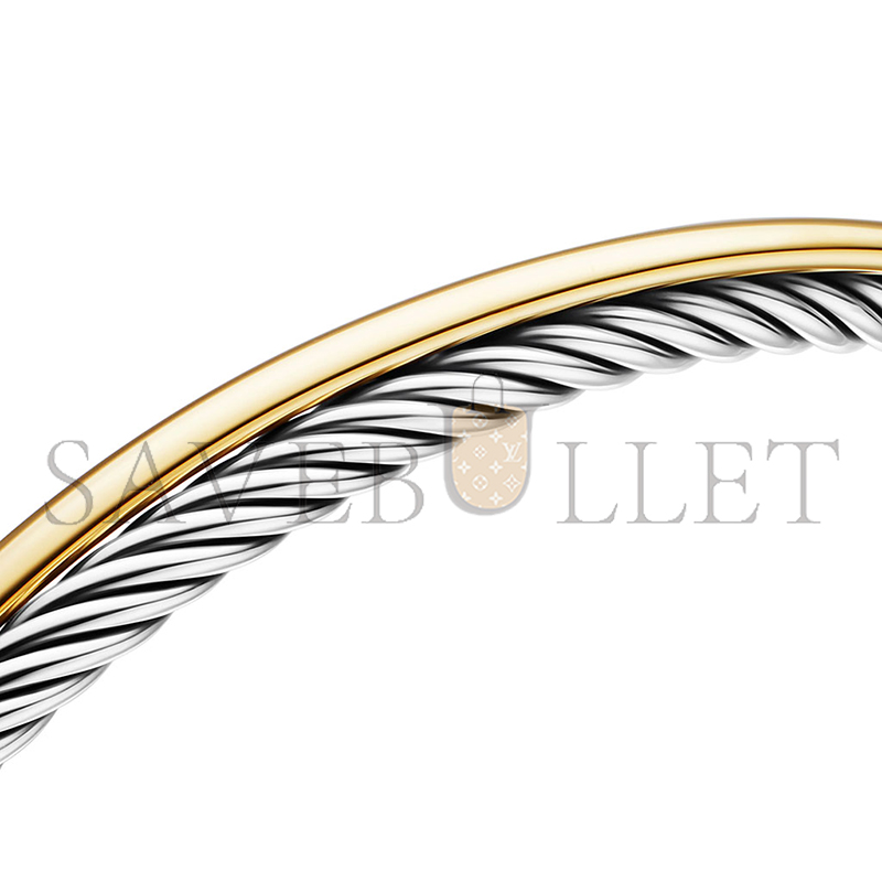 DAVID YURMAN CROSSOVER BRACELET STERLING SILVER WITH 18K YELLOW GOLD, 3MM B14191 S8 DAVID YURMAN CROSSOVER BRACELET STERLING SILVER WITH 18K YELLOW GOLD, 3MM B14191 S8